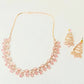 Pink and Rose Gold Plated American diamond Necklace Set