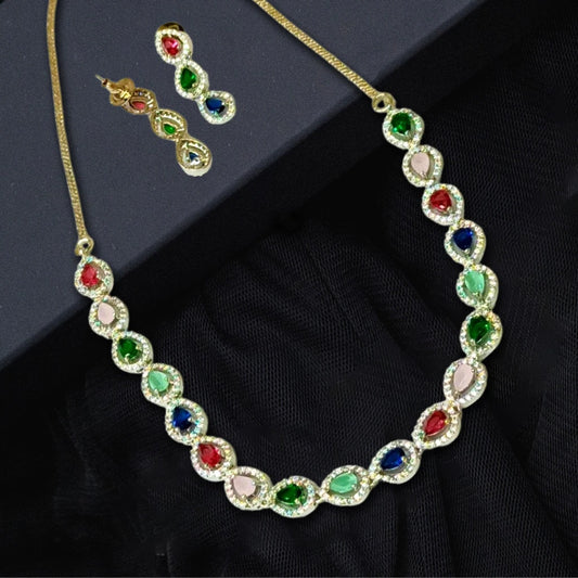 Multi Color Silver Plated American diamond