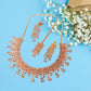 Rose Gold Plated Designer American Diamond Necklace Set