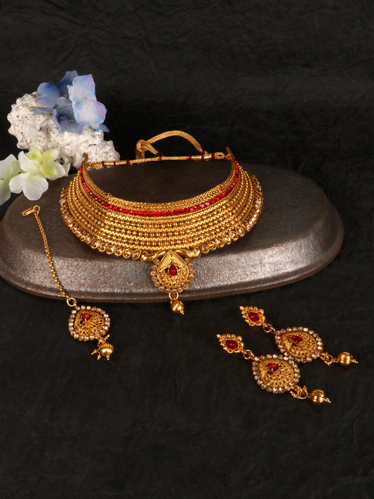 Gold-Plated Stone-Studded Traditional Jewellery Set