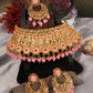 Pink Gold Plated Stone Studded Jewellery Set