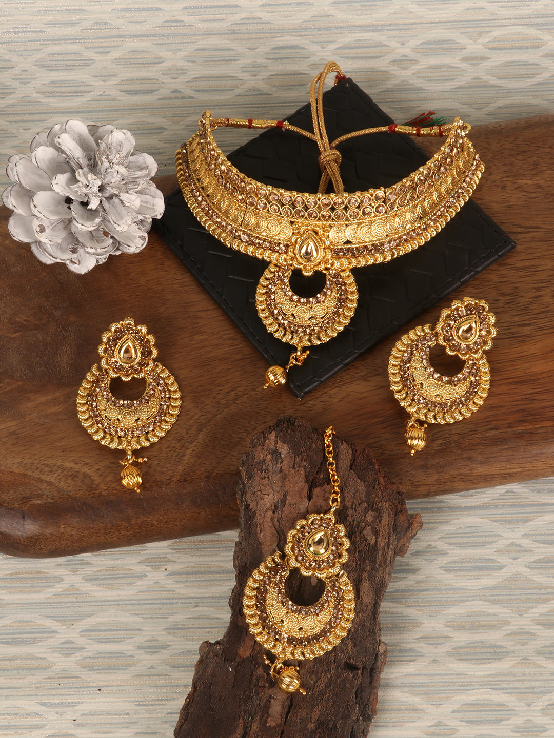 Gold Plated Bridal Stone Studded Jewellery Set
