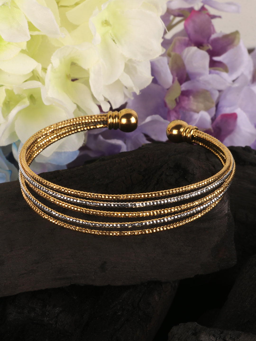 Women Gold-Toned & Silver-Toned Cuff Bracelet