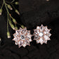 White Floral Rhodium Plated American Diamond Studs Earrings