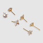White Set of 3 Contemporary Studs Earrings