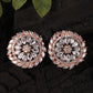 White Rhodium-Plated Floral American Diamond Studs Earrings