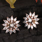 White & Rhodium Plated Floral Studs Earrings