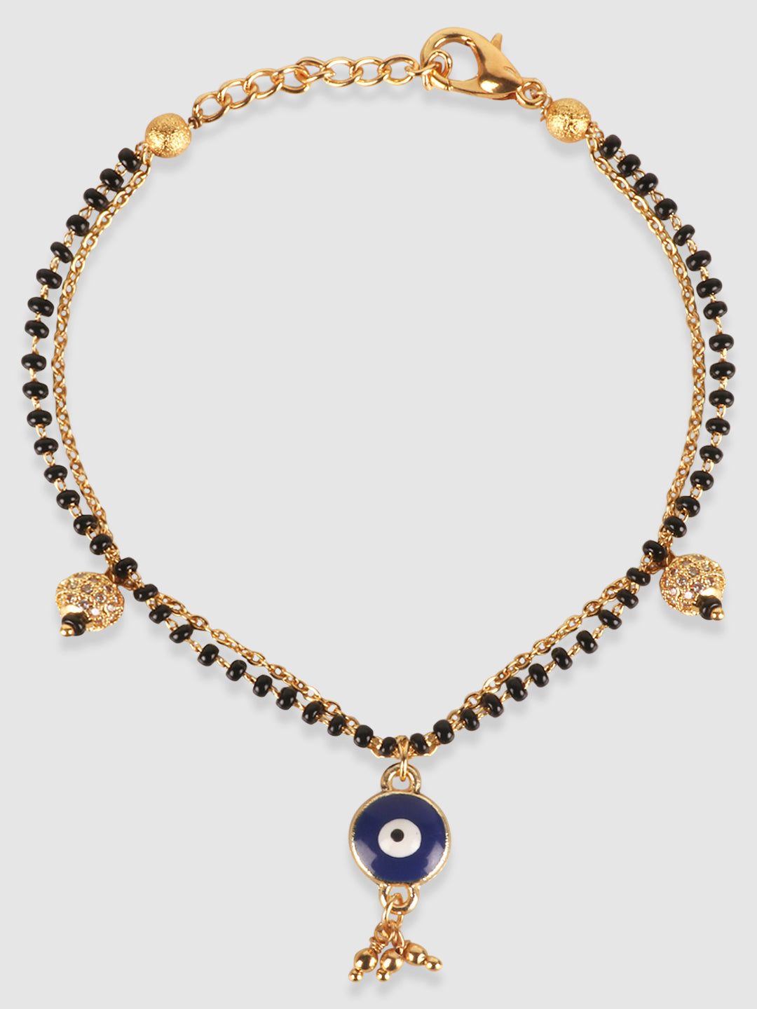 Women Gold-Toned & Blue Gold-Plated Evil Eye Charm Bracelet