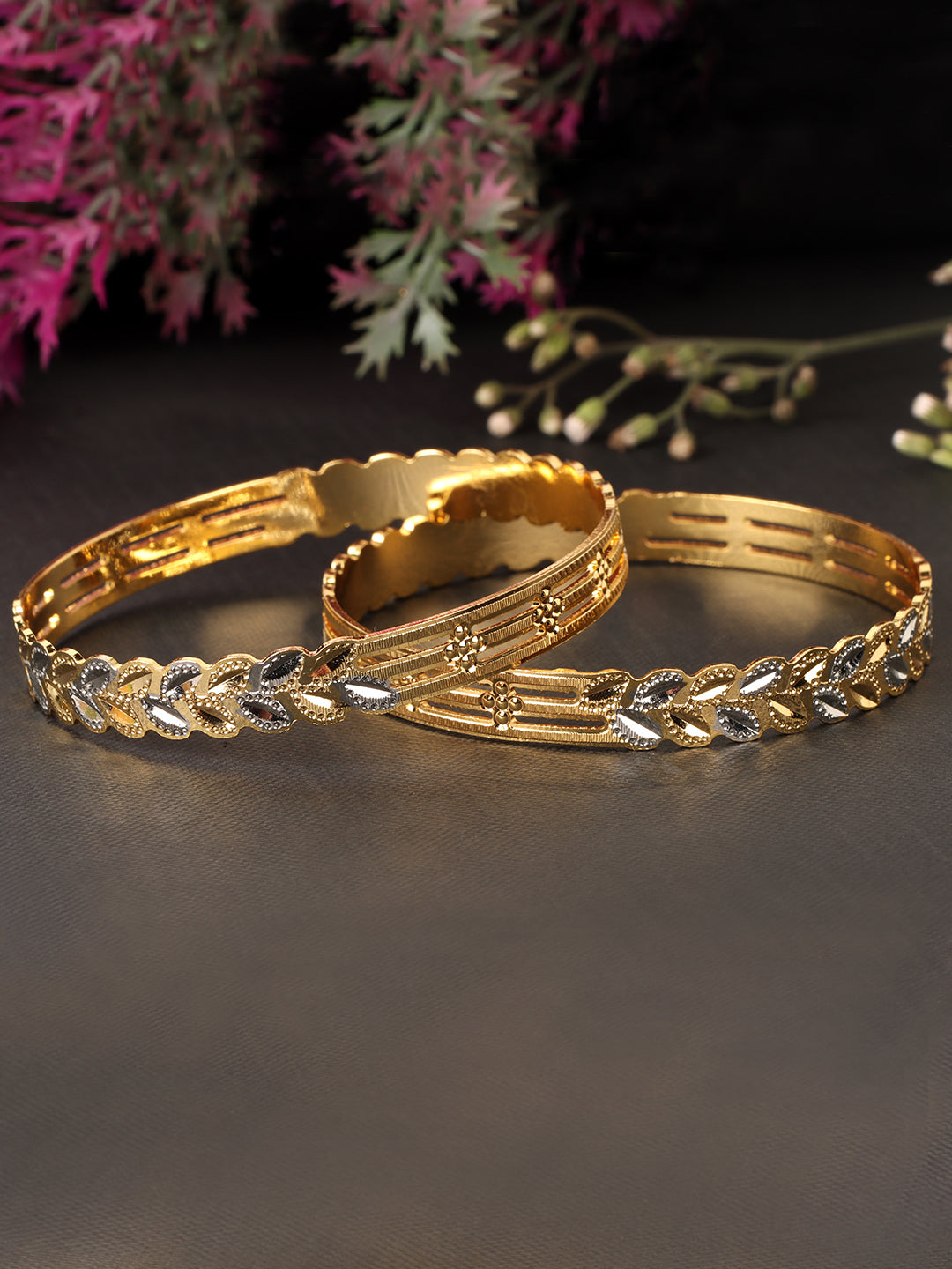 Set Of 2 24K Gold-Plated Handcrafted Bangles