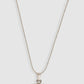 Rhodium-Plated Silver-Toned White Stone-Studded Handcrafted Pendant With Chain