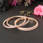 Set Of 4 Rose-Gold Plated & White AD-Studded Bangles