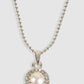 Rhodium Plated Silver-Toned & White Stone Studded Pearl Pendant with Chain
