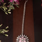 Silver-Plated White & Pink AD-Studded Handcrafted Maang Tikka