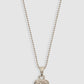 Rhodium-Plated Silver-Toned & White Stone Studded Pendant With Chain