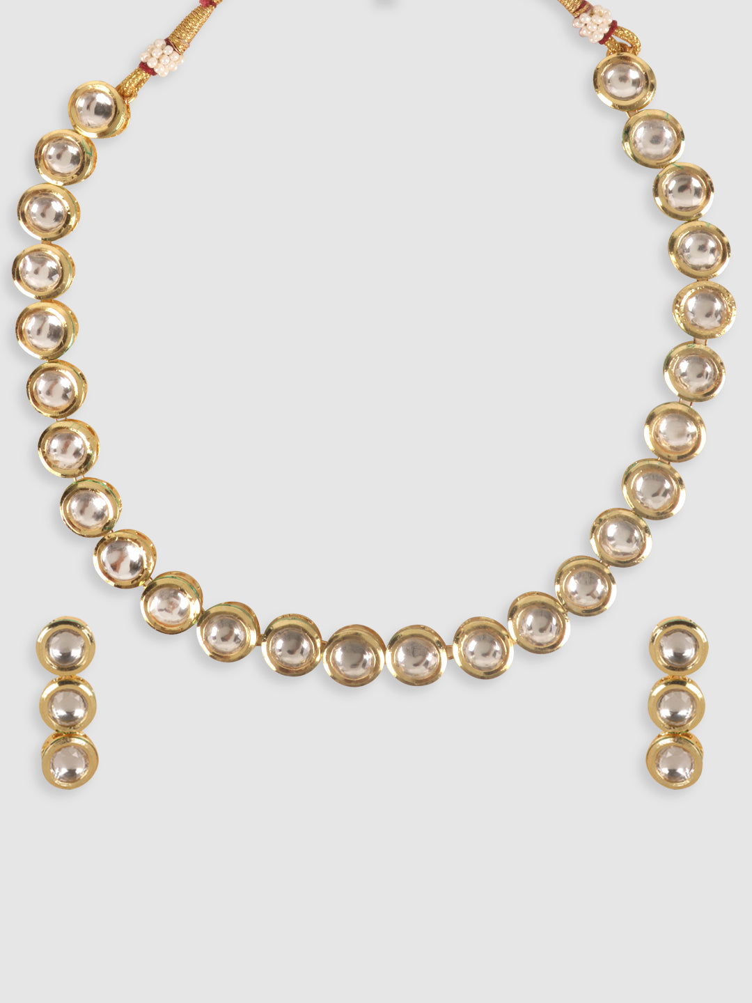 Gold-Plated White Kundan-Studded Jewellery Set