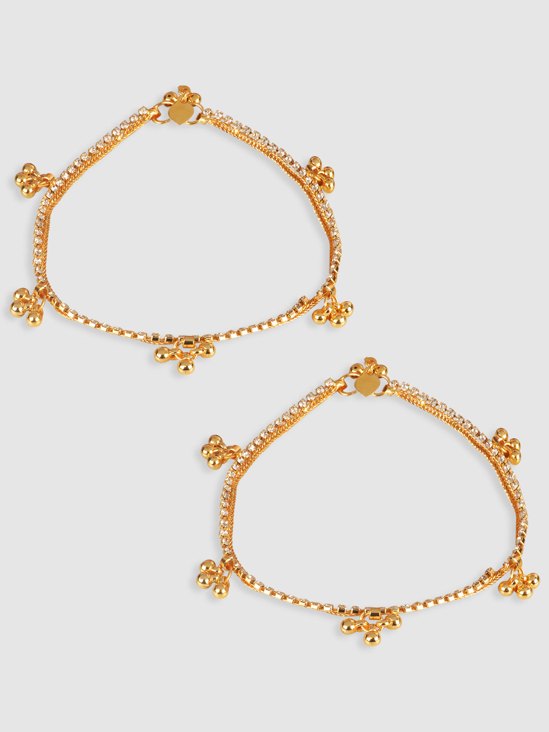Gold-Toned Stone Studded Ghungroo Detail Anklet