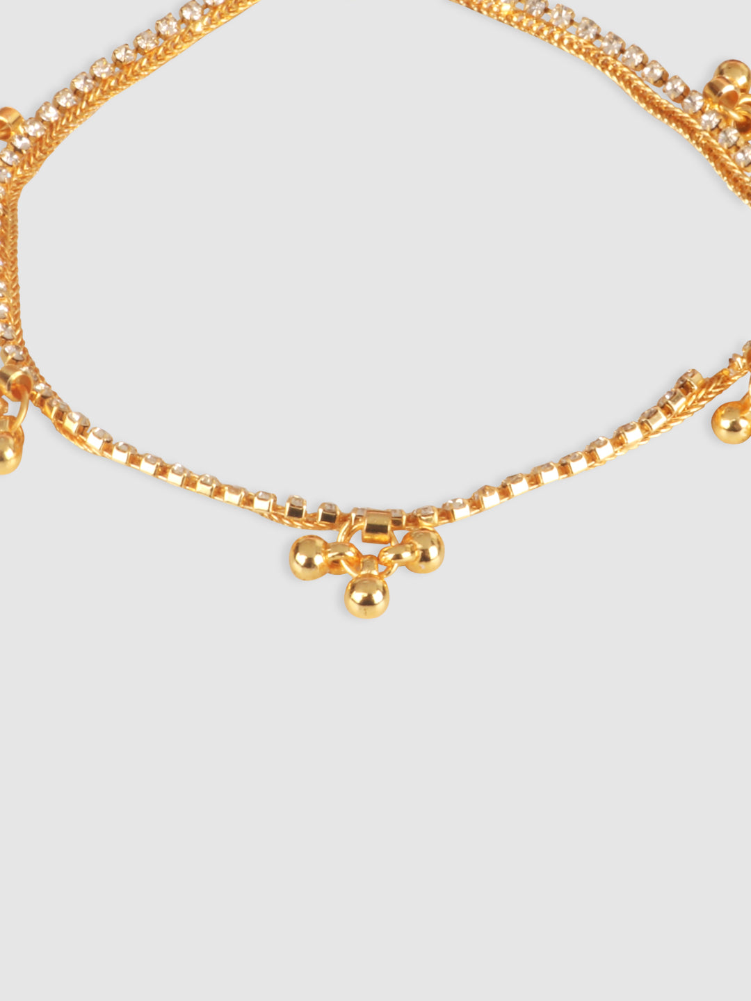 Gold-Toned Stone Studded Ghungroo Detail Anklet