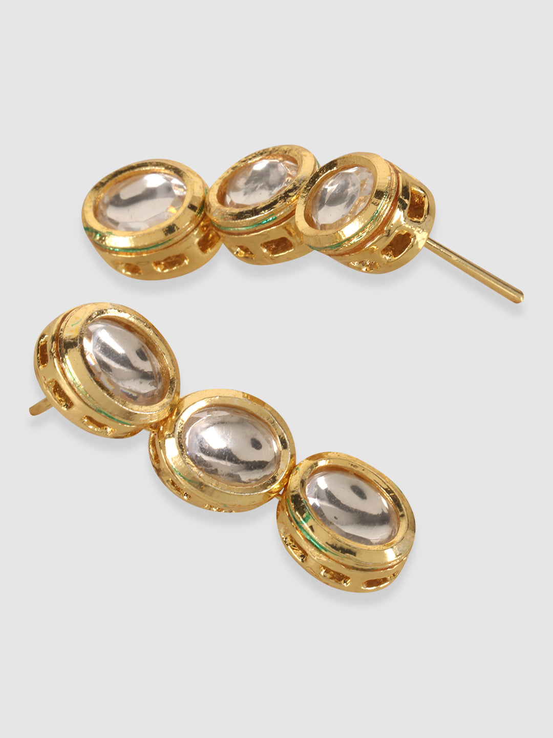 Gold-Toned Gold-Plated White Kundan-Studded Jewellery Set