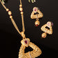 Gold-Plated Pink Stone Studded Jewellery Set