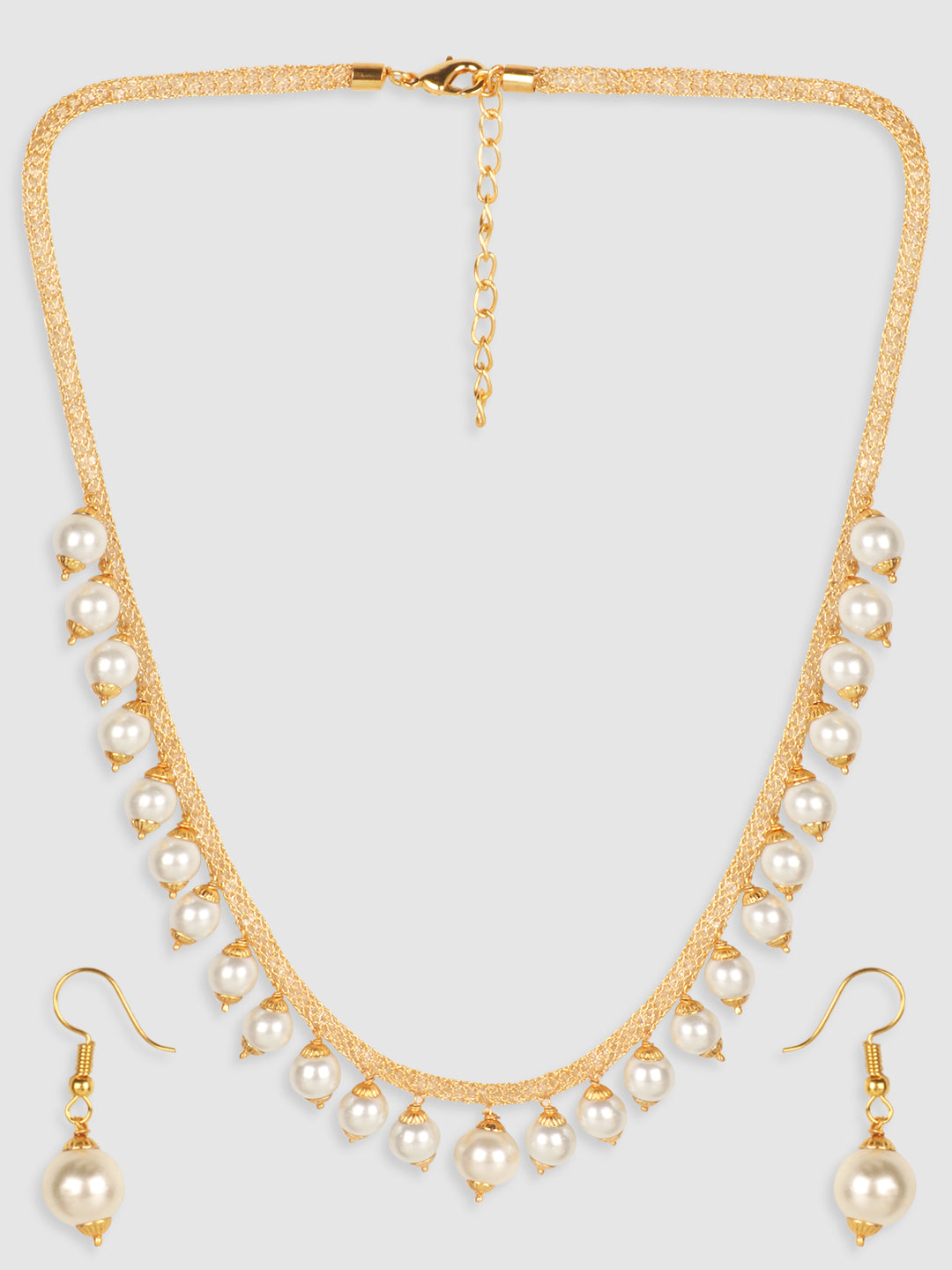 Off-White & Gold-Plated Pearl Beaded Necklace Sets