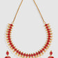 Gold-Plated Red & White Stone-Studded & Beaded Traditional Jewellery Set