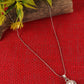 Rhodium Plated Silver-Toned & White Stone Studded Pearl Pendant with Chain