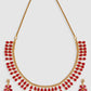 Pink & Gold-Plated Stone-Studded Leaf Shaped Jewellery Set