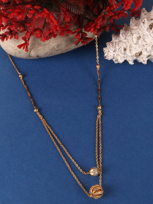 Gold-Plated White AD-Studded Mangalsutra