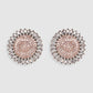 White & Silver-Plated Circular Studs Earrings