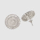 Silver-Plated White AD Studded Circular Studs Earrings