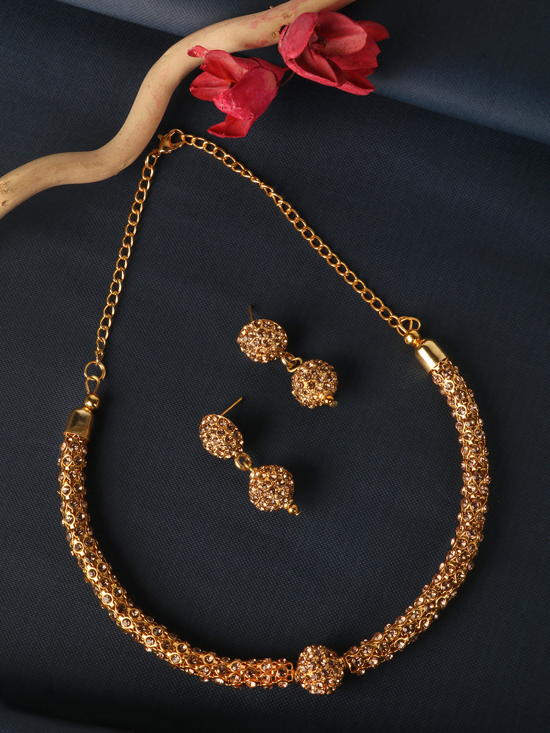 Gold-Plated Stone-Studded Tribal Jewelry Set