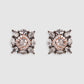 White AD-Studded Rhodium-Plated Square Studs Earrings
