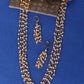 Off White & Gold-Toned & Plated Layered Classy Pearl Jewellery Set