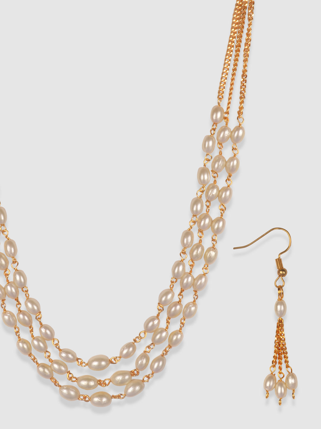 Gold-Toned & White Gold Plated Layered Jwellery Set