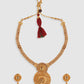 Gold-Plated Beige Stone-Studded & Beaded Jewellery Set