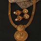 Gold-Plated Beige Stone-Studded & Beaded Jewellery Set