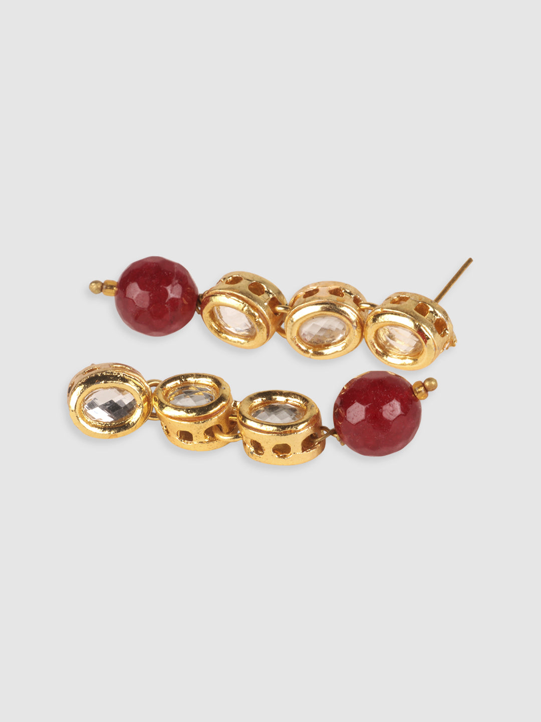Women Maroon & Gold-Toned Kundan Beaded Necklace Set