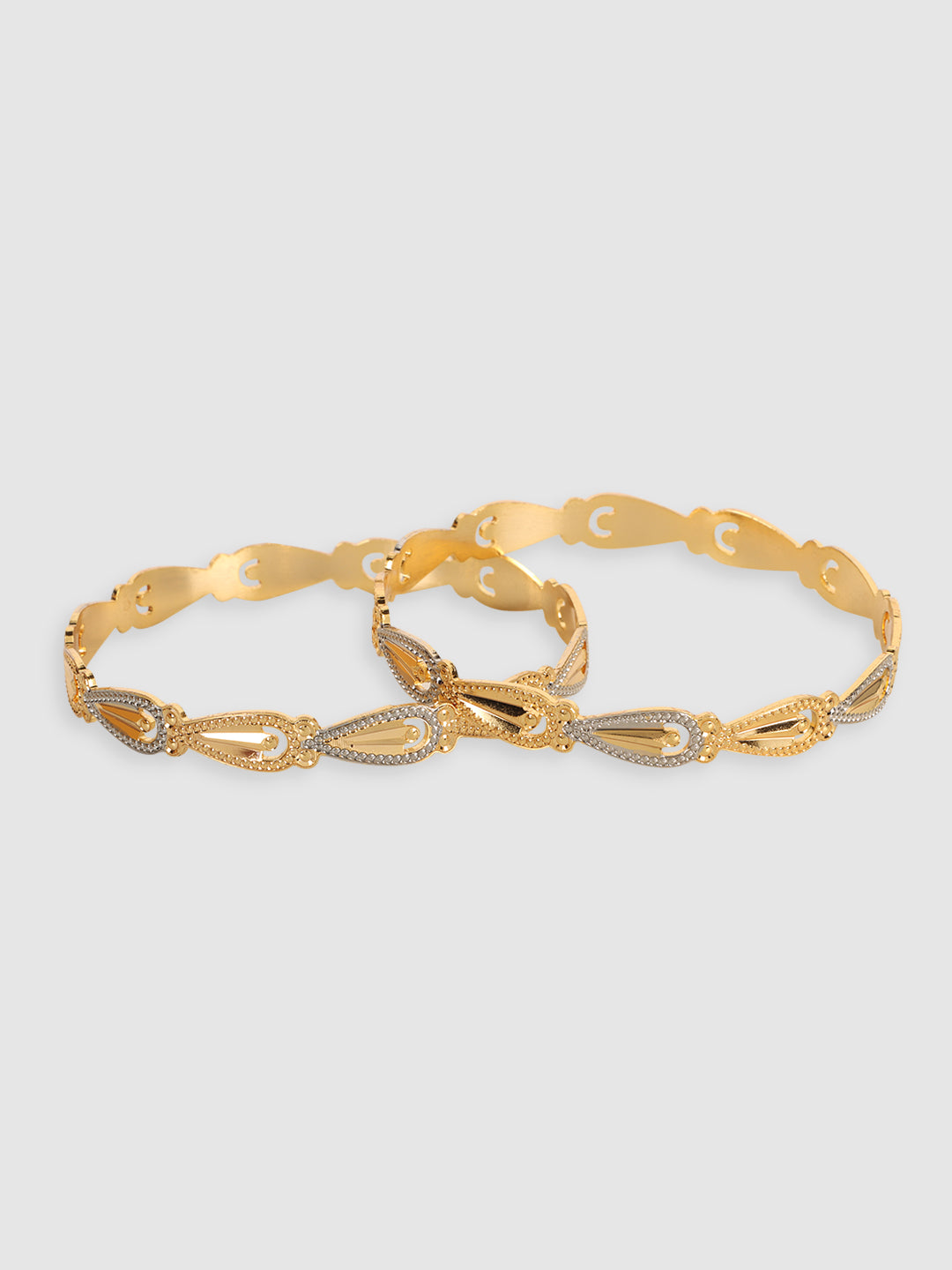 Set Of 2 Gold-Plated Stone-Studded Adjustable Bangles