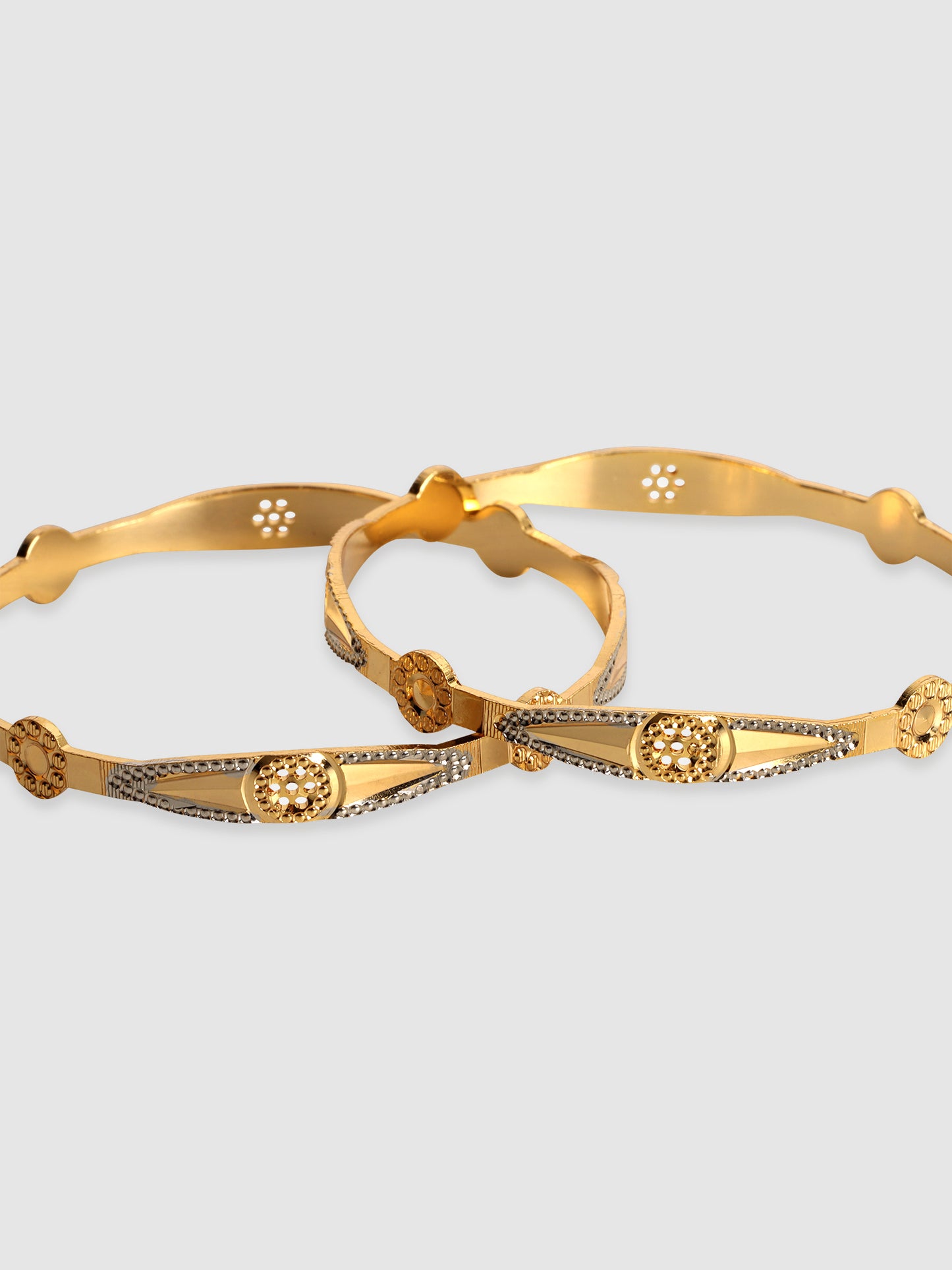 Set Of 2 Gold-Plated Stone-Studded Bangles