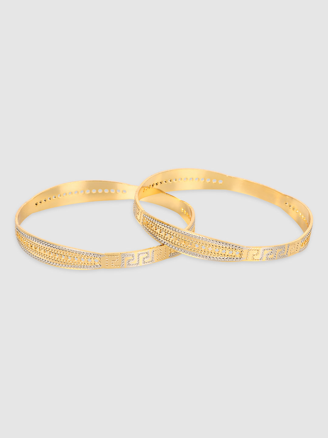 Set Of 2 Gold-Plated Stone-Studded Bangles