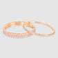 Set Of 4 Rose-Gold Plated & White AD-Studded Bangles