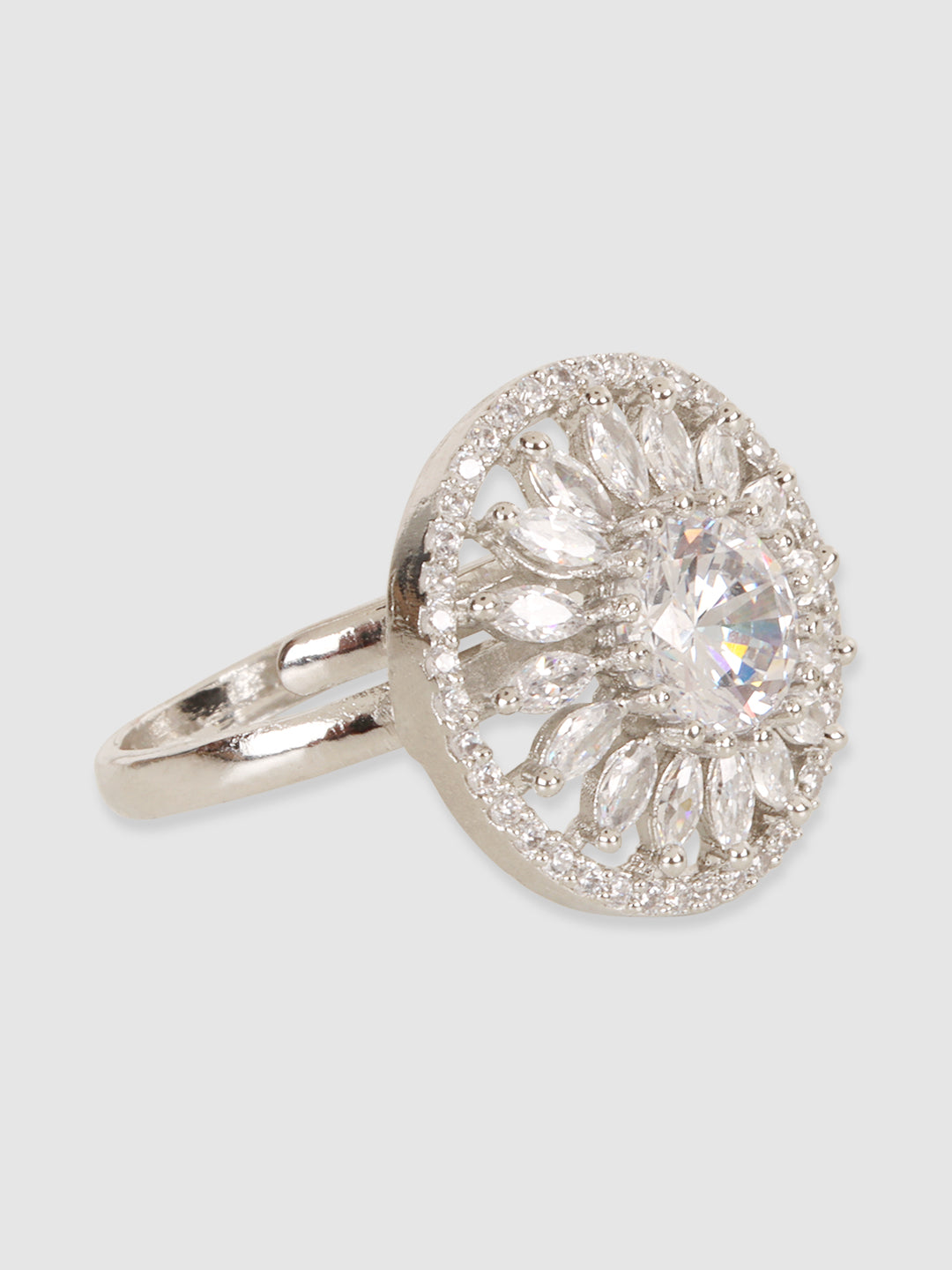 Jewels Gehna American Diamond Round Adjustable Ring