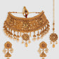 Traditional Gold Plated Floral Stone Studded Choker Set
