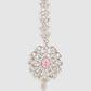 Silver-Plated Pink American Diamond Diamond Studded Maangtika