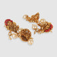 Gold-Plated Red & White Kundan-Studded & Pearl Beaded Vilandi Jewellery Set