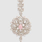 Silver-Plated White & Pink AD-Studded Maangtikka