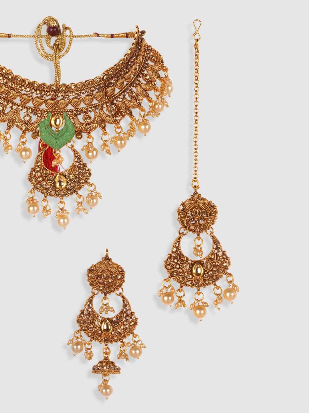 Gold-Plated Kundan-Studded Traditional Bridal Jewellery Set