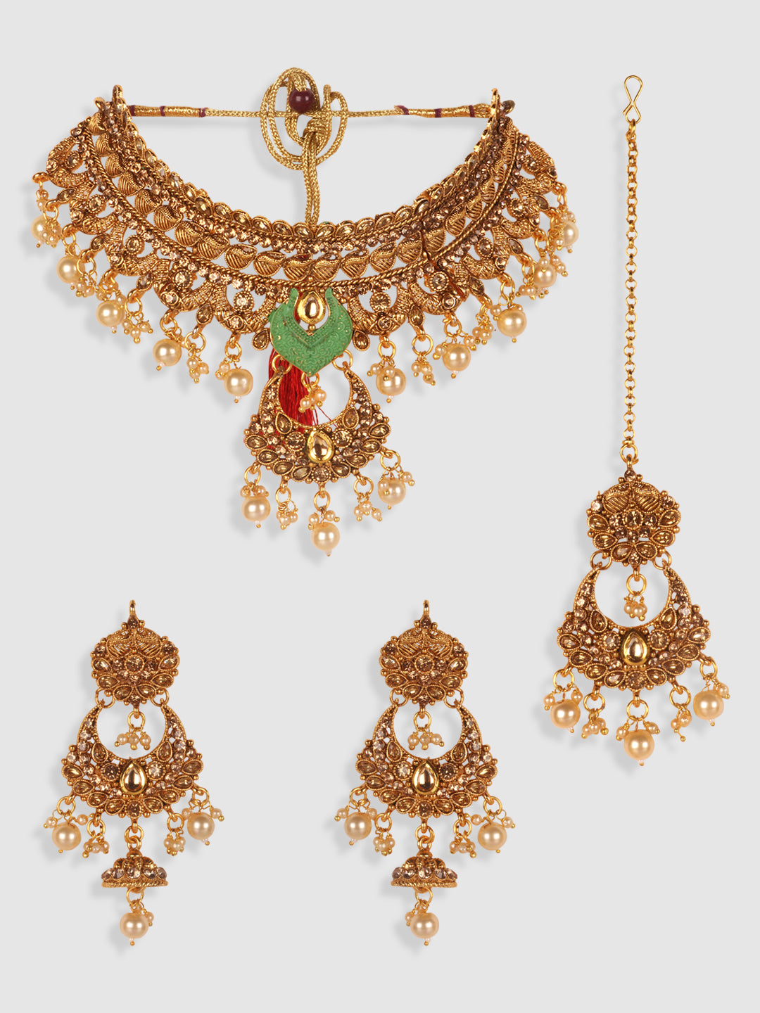 Gold-Plated Kundan-Studded Traditional Bridal Jewellery Set