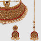 Red & Gold Toned Gold Plated Bridal Kundan Studded Choker Set