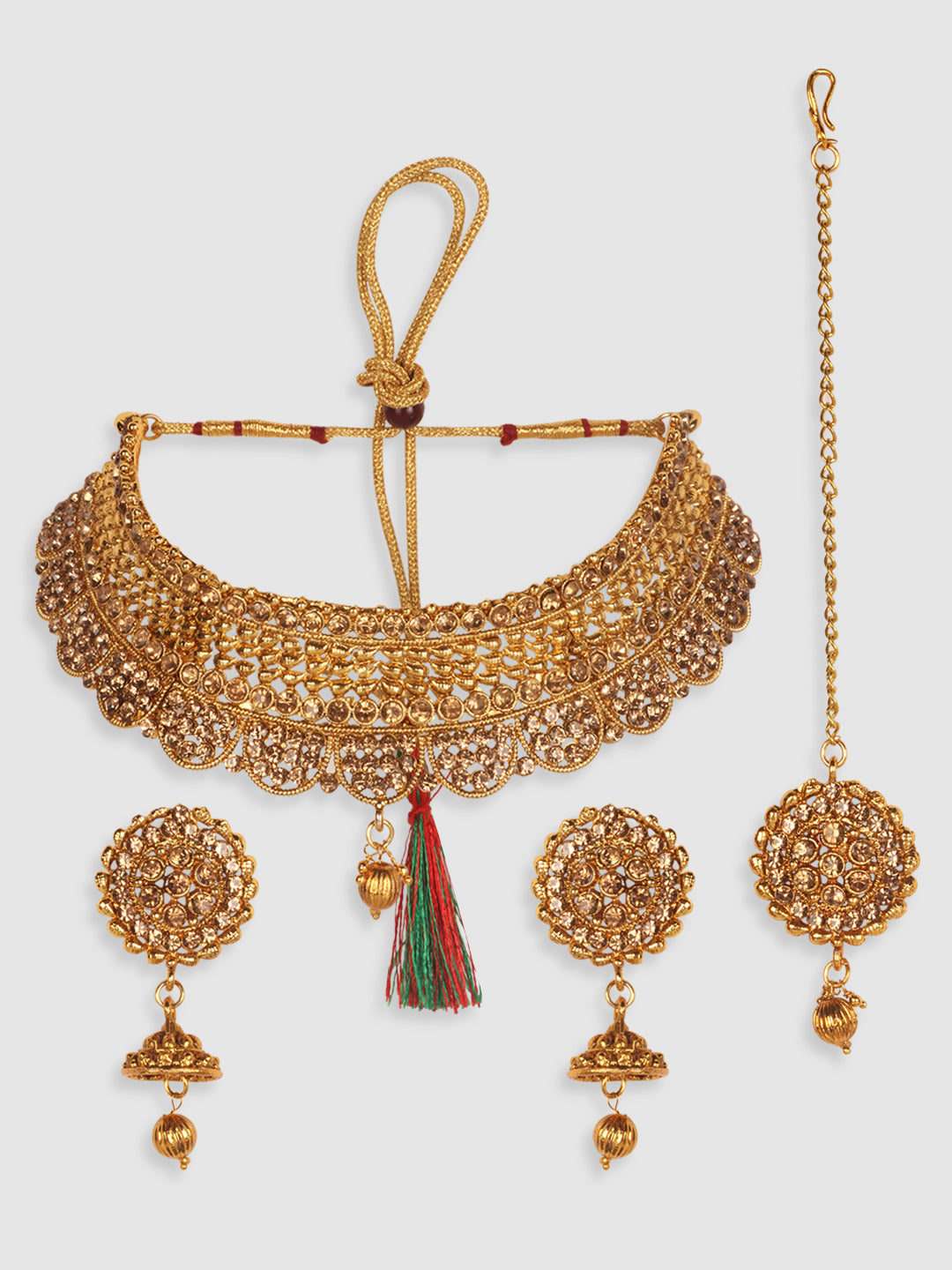 Gold Plated Bridal Stone Studded Jewellery Set